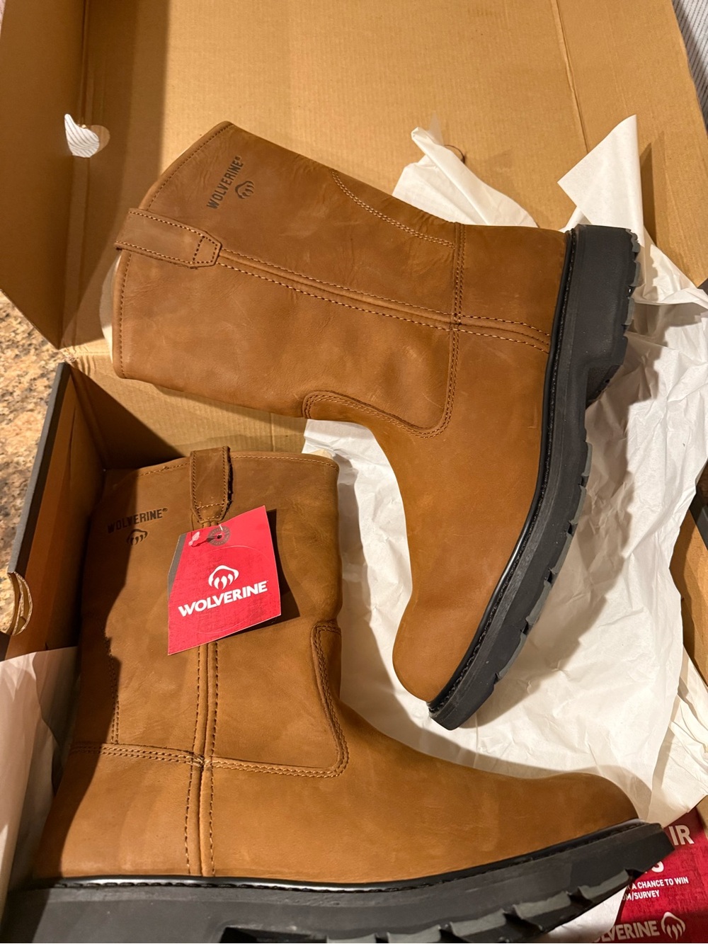 Wolverine DD Work Wellington W04727 Brown Leather Boots Size 13EW, NWT